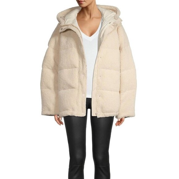 Good American Faux Shearling Cocoon Puffer Jacket - Picture 1 of 6